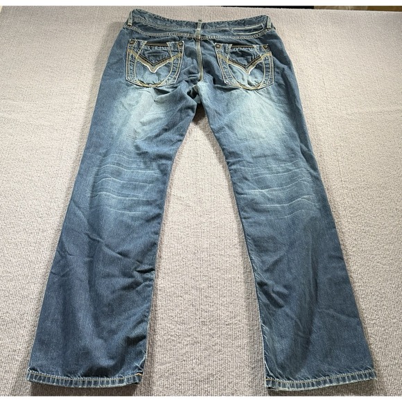 Remetee Rampart Distressed Mens Jeans Y2K‎ 38x34 Button Fly Straight Fit - Picture 6 of 10